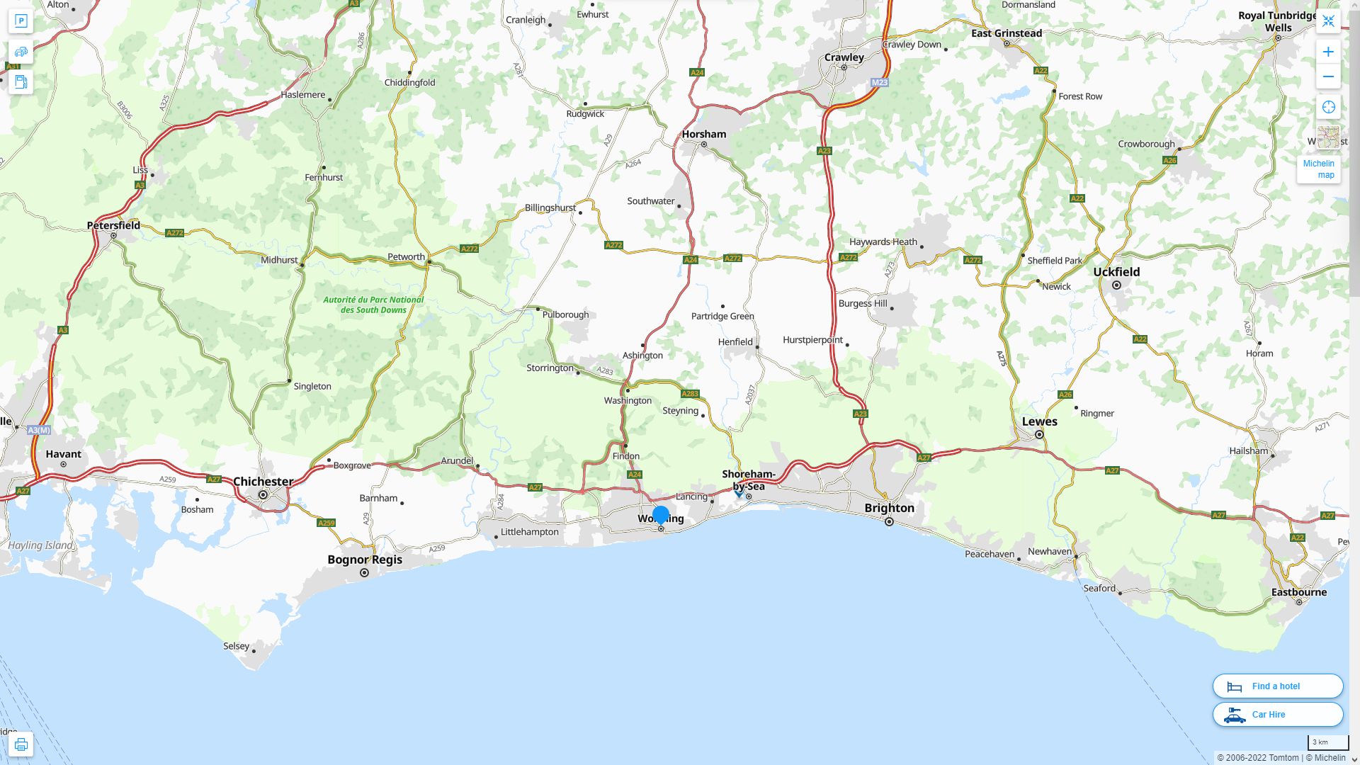 Worthing Highway and Road Map